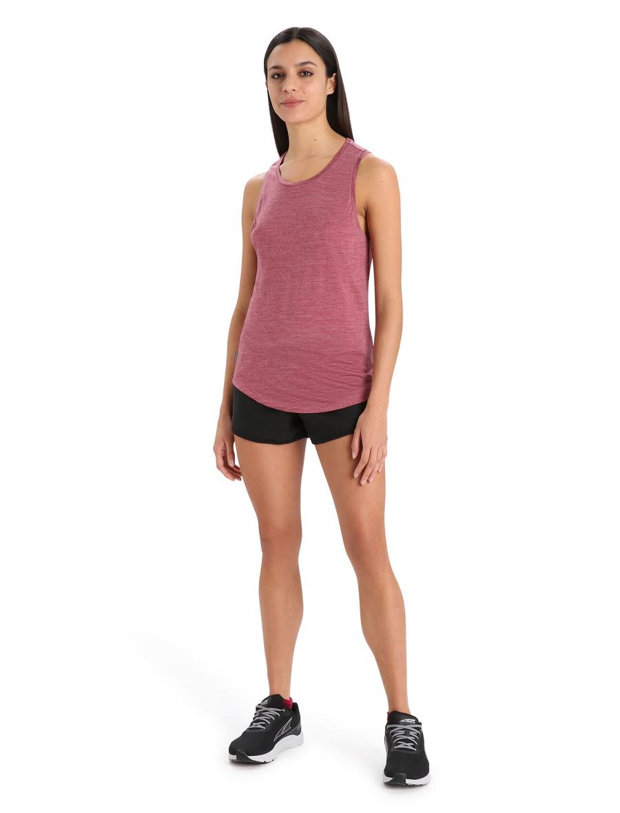 Women's Icebreaker Merino Sphere II Tank T Shirts Cherry Heather | CA 1376KORI